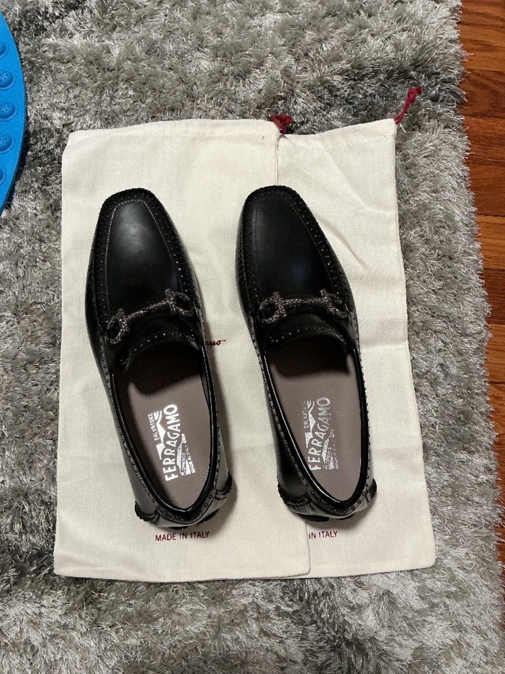 Salvatore Ferragamo Mens Black Leather Loafers Size 8E